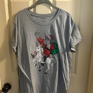 Grey santa claus and unicorn